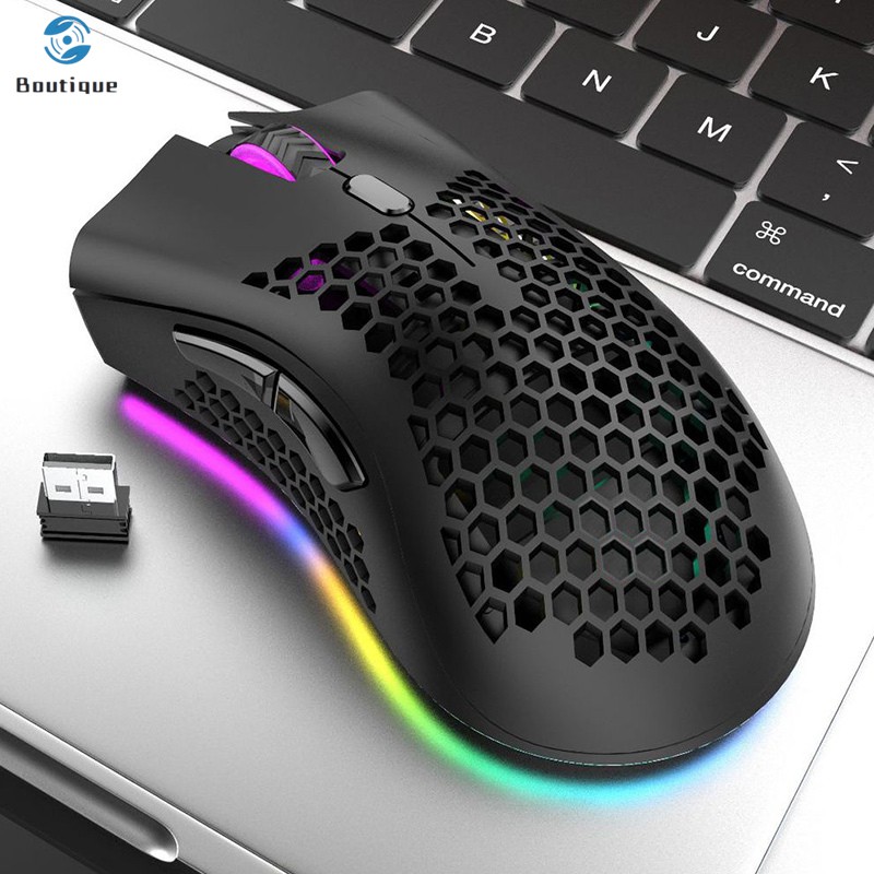 Chuột Gaming Không Dây Dạng Tổ Ong Có Đèn Led Rgb