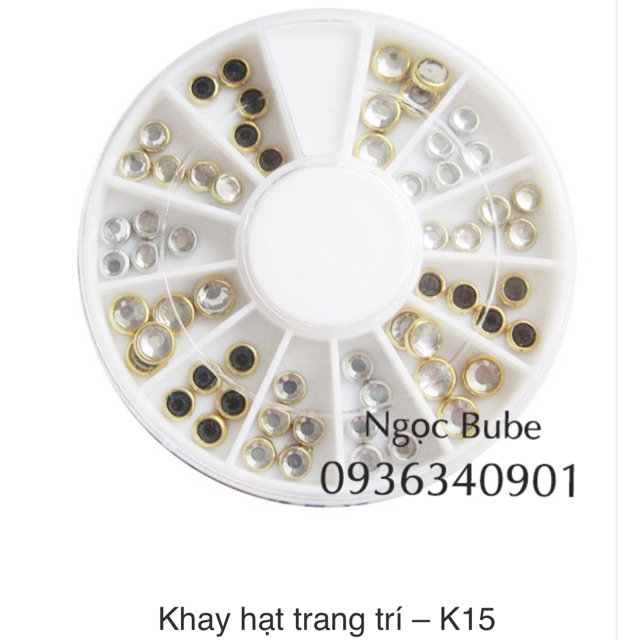 Khay hạt trang trí nail hình tròn 12 ô - SALE ĐỒ NAIL