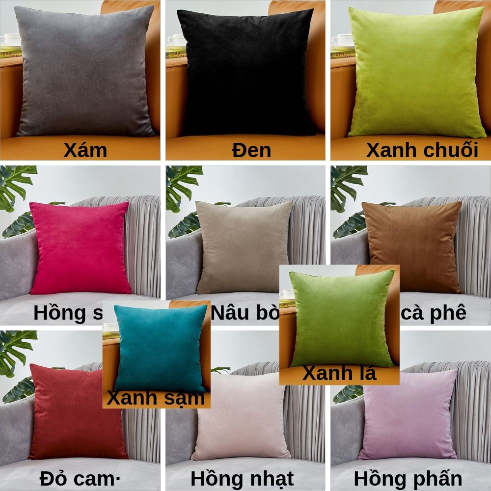 Gối tựa lưng gối sofa màu trơn nhung cao cấp PA9238