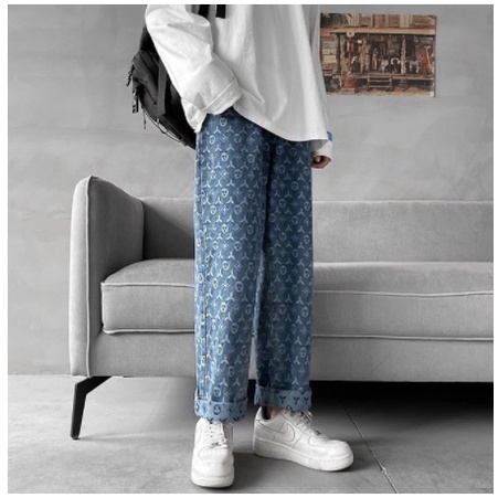 Quần Jean LV nam,nữ Ống suông, rộng In Họa Tiết_DH Style Hàn Quốc Q5 | BigBuy360 - bigbuy360.vn