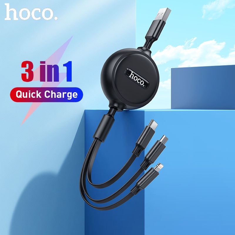 Cáp Sạc HOCO X75 3in1 gồm 3 Cổng: micro usb - Type C - iP - Chính hãng
