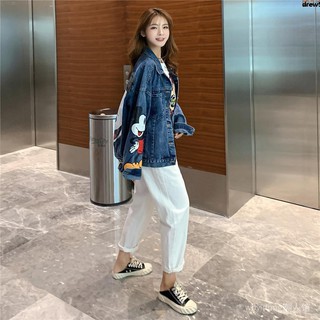 Áo Khoác Cao Bồi Dáng Rộng In Hình Mickey Hoạt Hình Thời Trang Xuân Thu 2020 Cho Nữ