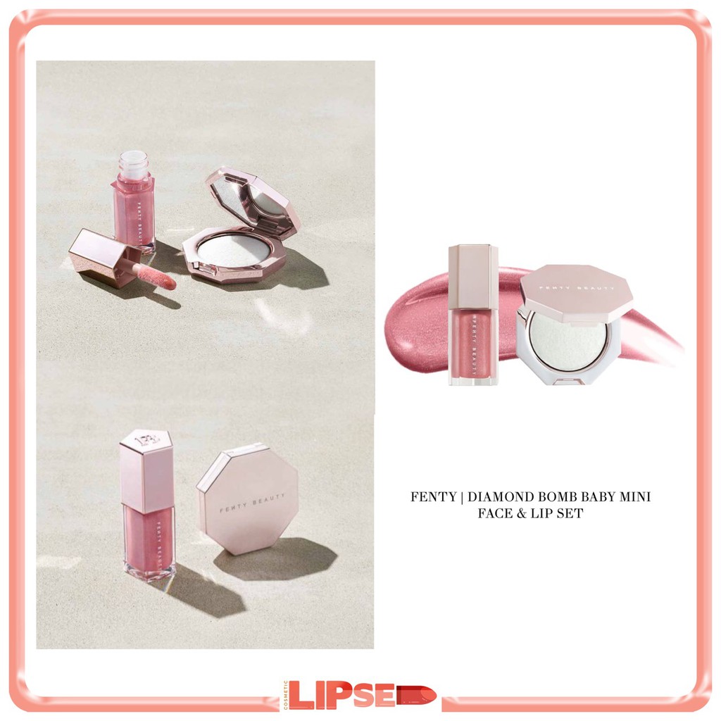 SON VÀ HIGHLIGHT FENTY BEAUTY MINI FACE + LIP DIAMOND BOMB TÁCH SET