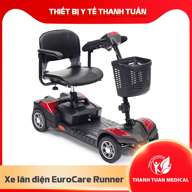 Xe lăn điện Runner di chuyển 12km, gập gọn tiện lợi, chính hãng EuroCare - Dành cho người già, người sau chấn thương