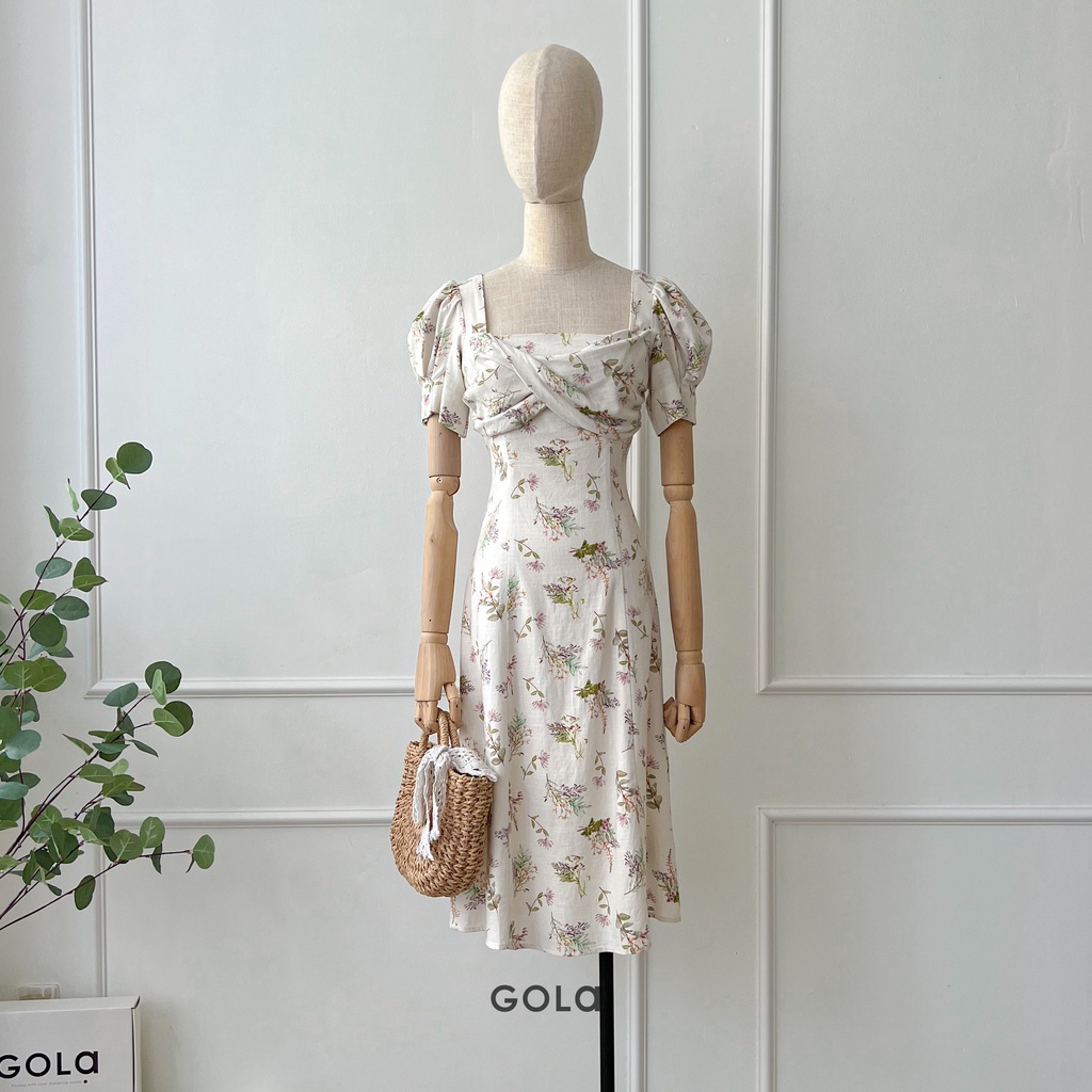 Đầm LAUREL - Đầm dài cổ vuông xoắn ngực