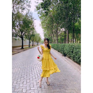 Váy maxi hai dây hở lưng