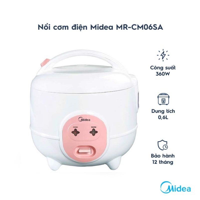 Nồi cơm điện nhỏ Midea MR-CM06SA 0,6L / Nồi cơm nắp gài nhỏ MRCM06SA 600ml 400w
