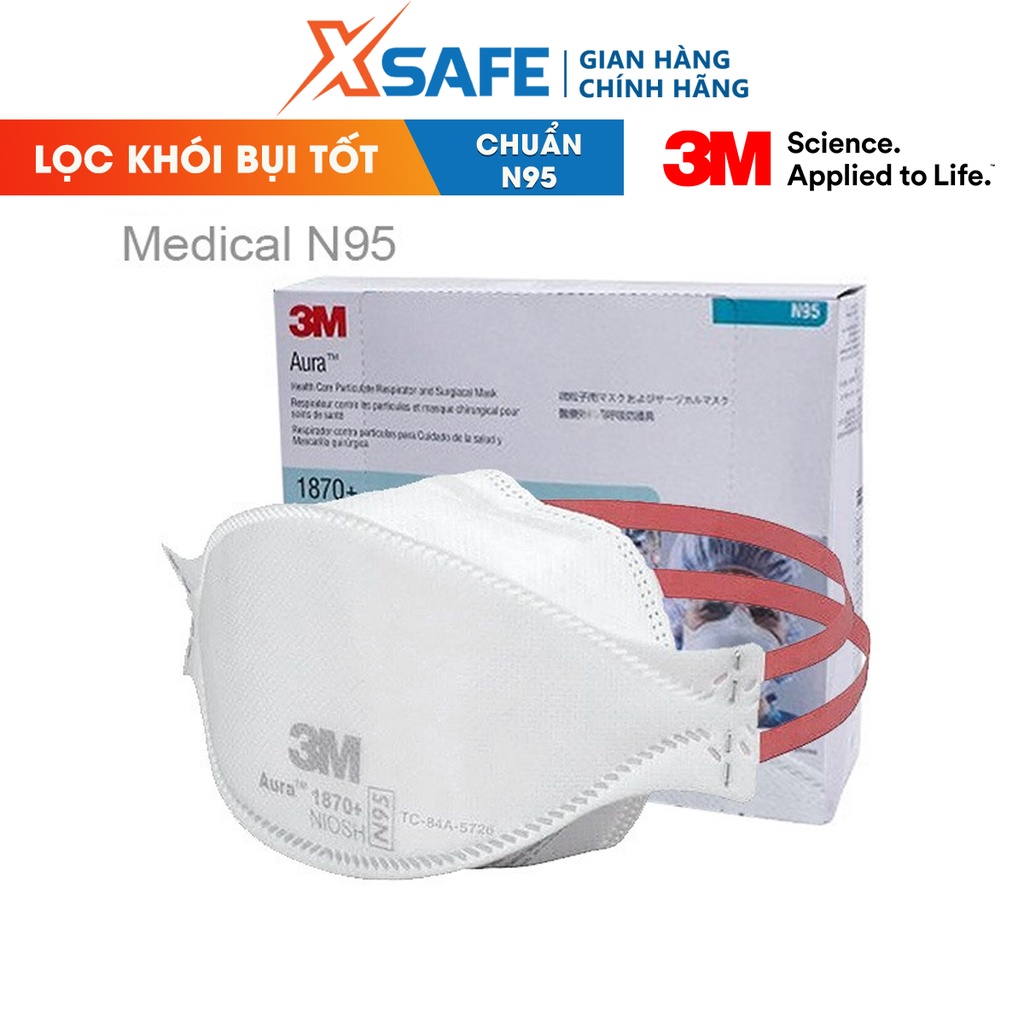 Khẩu trang N95 3M 1870+ Khẩu trang 3D 5 lớp tiêu chuẩn NIOSH Mỹ dùng phòng dịch, bảo vệ hộ hấp, chuyên dụng cho y bác sĩ