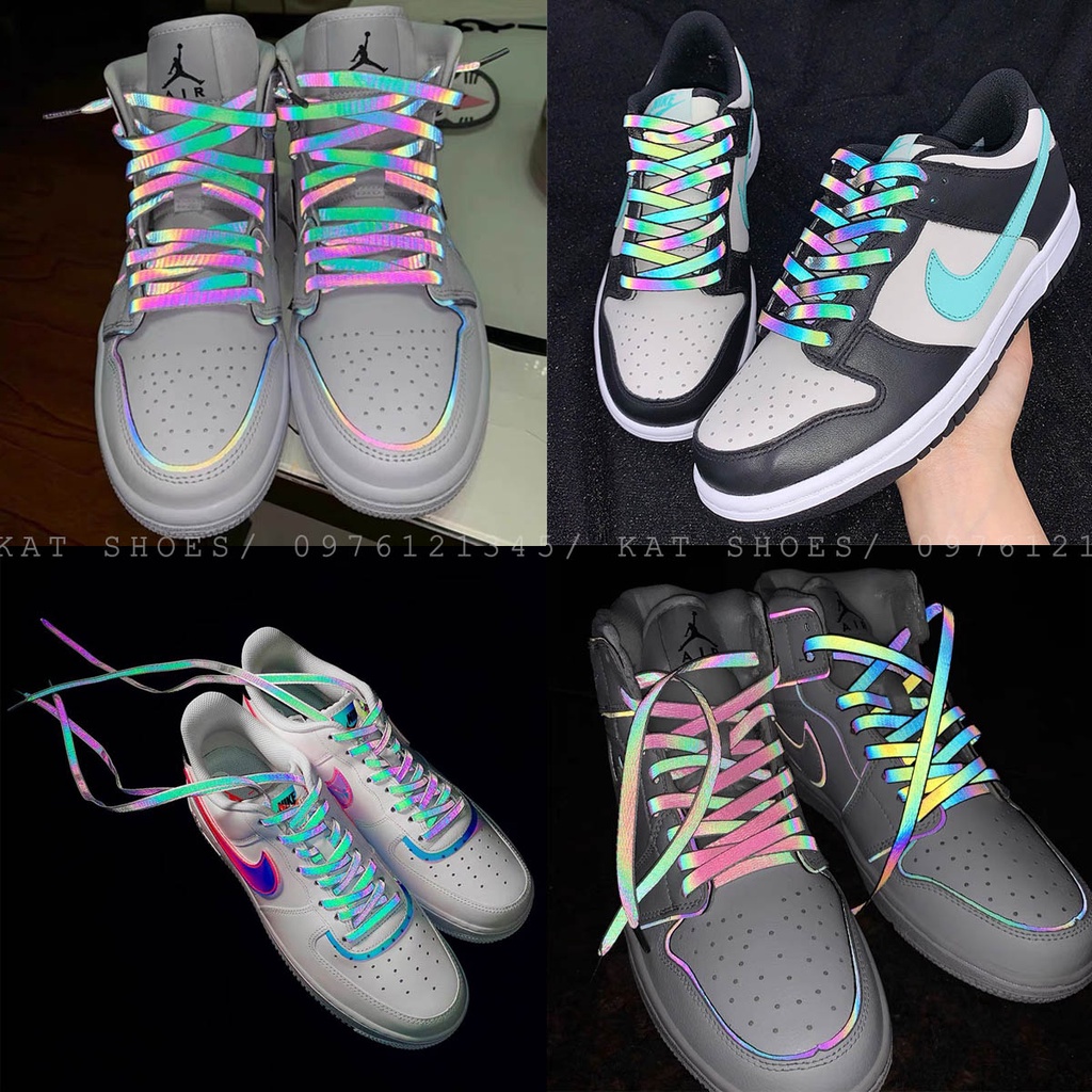 [KatShoes] Dây Giày Nike Phản Quang Cho Giày Jordan, Air Force, AF1, Dây Giày Hologram Laser 160cm  [Hàng chuẩn Trung]