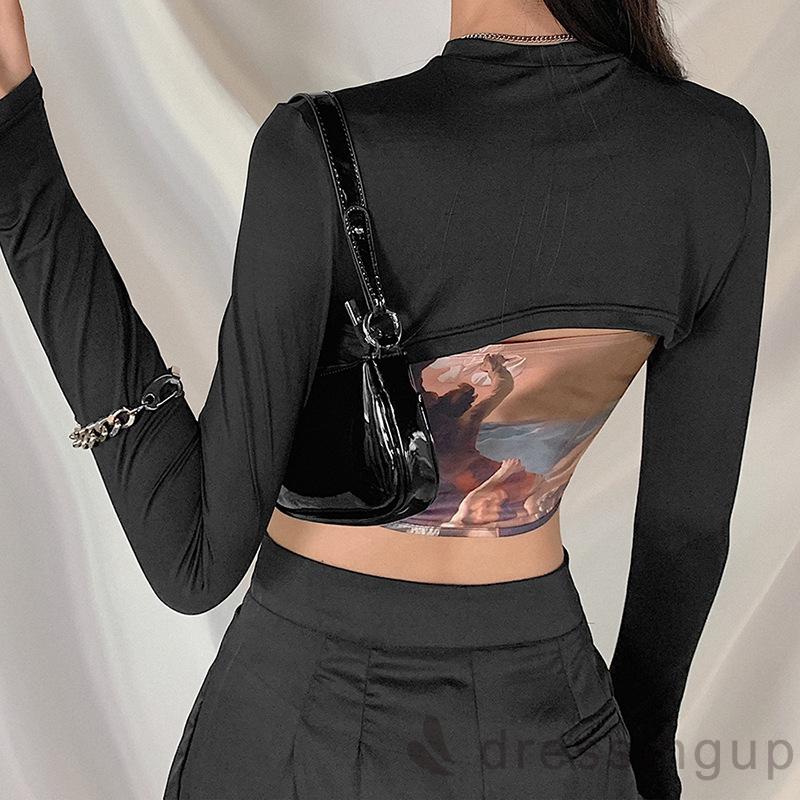 Set Áo Chui Đầu Cổ Tròn Tay Dài + Áo Hai Dây Họa Tiết Sành Điệu Cá Tính Cho Nữ | BigBuy360 - bigbuy360.vn