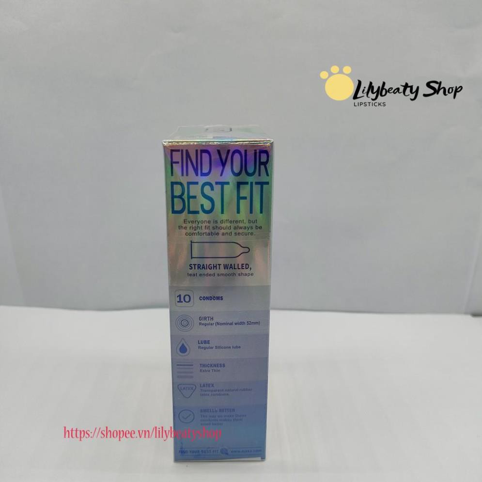 Bao cao su Durex Invisible Extra Thin extra sensitive siêu mỏng siêu mạnh chân thật hương yêu hộp 10c