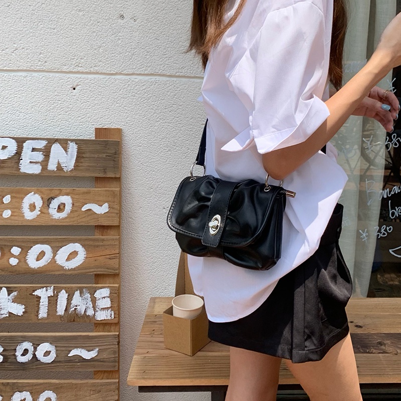 IELGY Túi Đeo Vai Một Bên Vai Xếp Ly Hình Đám Mây Cao Cấp Dành Cho Bạn Nữ