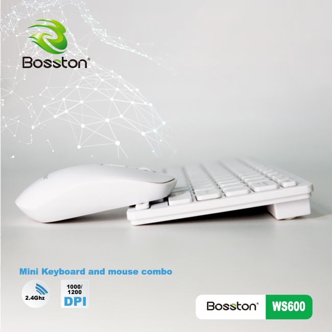 COMBO PHÍM CHUỘT KHÔNG DÂY BOSSTON WS600 . DÙNG USB WIRELESS KẾT NỐI. KHÔNG DÂY. VI TÍNH QUỐC DUY