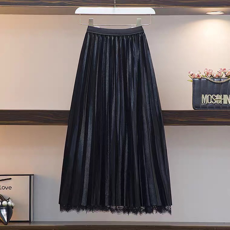 Chân váy xoè dáng dài viền ren hai tầng mặc được hai mặt, bên trong lót vải lụa mềm đẹp-MAI THỎ SHOP-