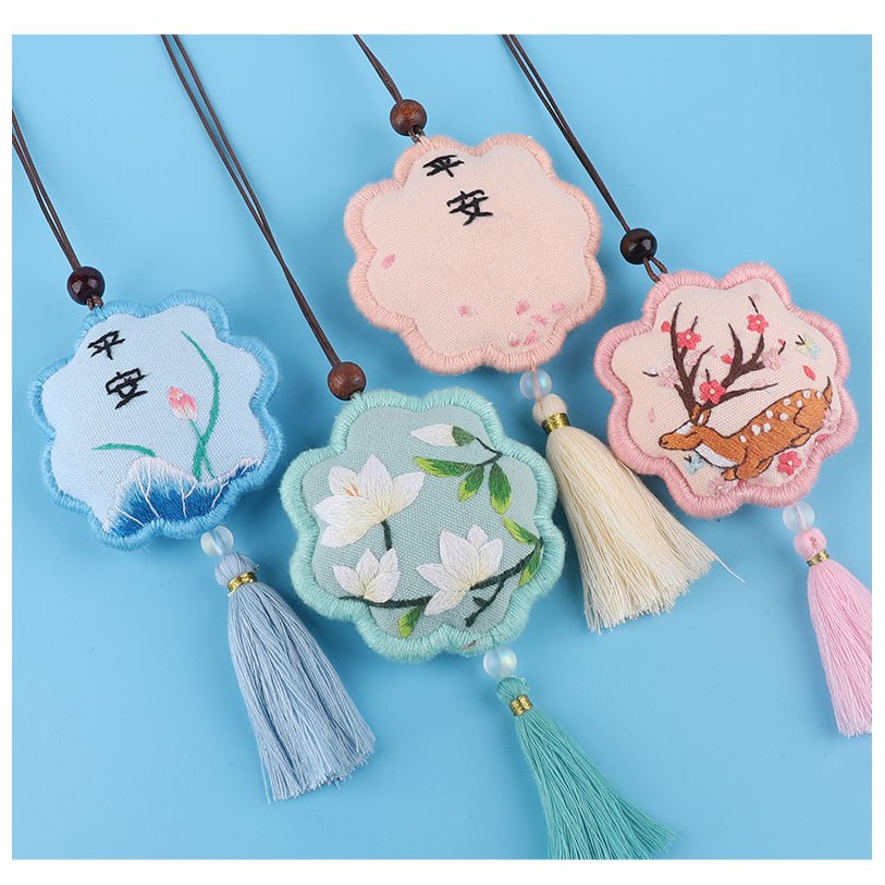 Kit DIY thêu tay trang trí - Túi thơm CỔ TRANG - May Mắn Cầu An - dành cho người mới tập thêu - ZEN Handmade
