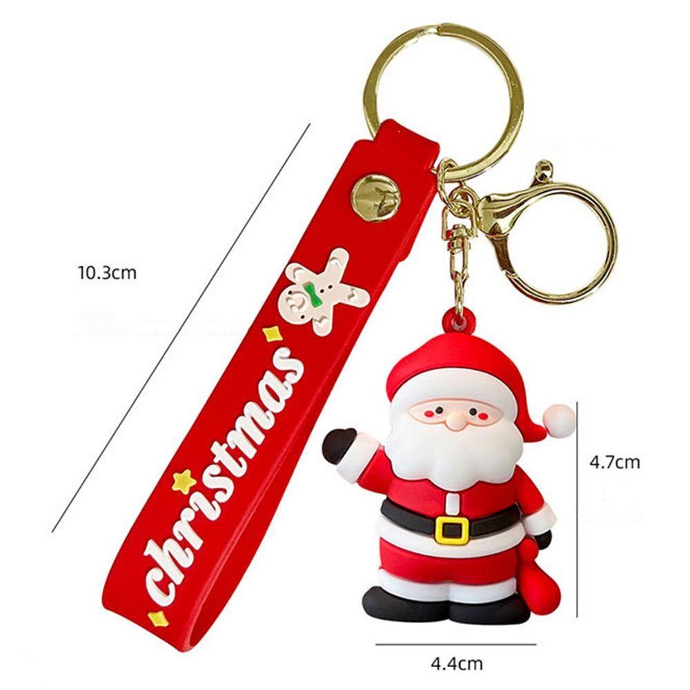 1 Móc Khóa Cao Su Hình Búp Bê Ông Già Noel Trang Trí Cây Thông Giáng Sinh Cho Bé Gái