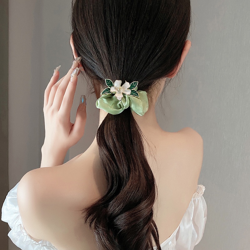 Dây Cột Tóc Đính Hoa Thiết Kế Xinh Xắn Thời Trang Cho Nữ