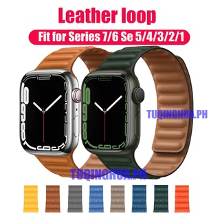 Dây Đeo Đồng Hồ Bằng Da Có Nam Châm Cho Apple watch Series 7 6 Se 5 4 3 iWatch 45mm 44mm 42mm 41mm 38mm