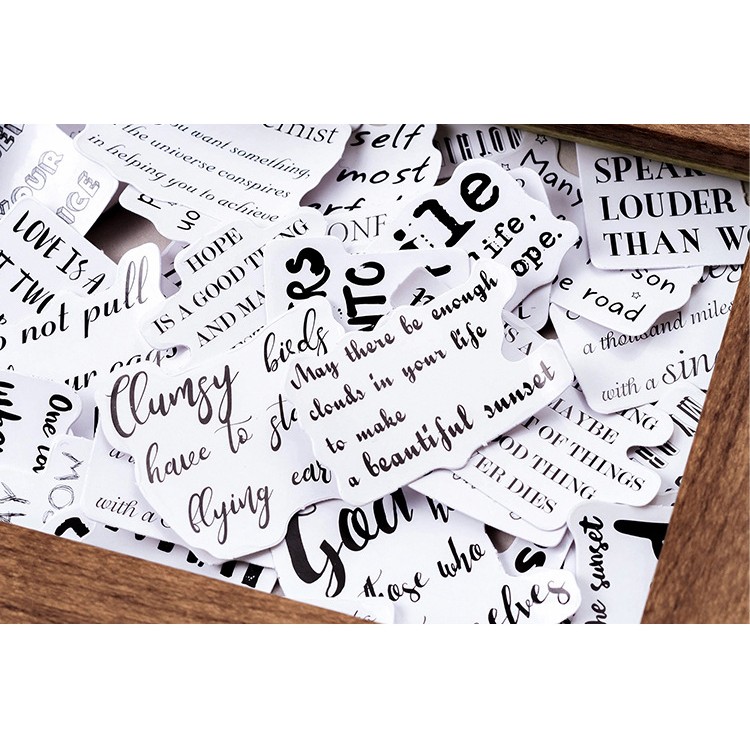 Hộp 46 miếng sticker mẫu báo trắng đen newspaper