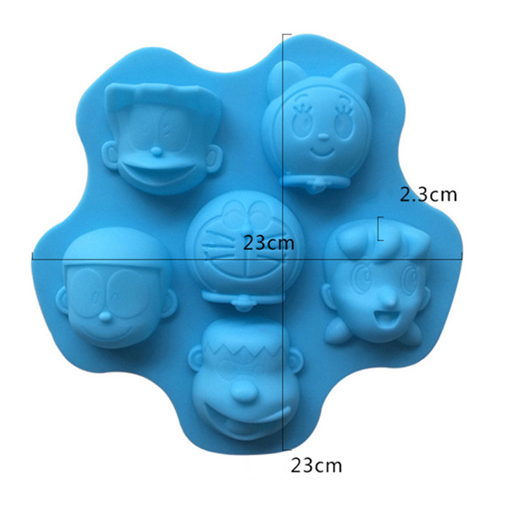 Khuôn Silicon Làm Socola,Thạch Rau Câu,Kẹo Dẻo,Pudding Trang Trí Hình 6 Nhân Vật Doraemon