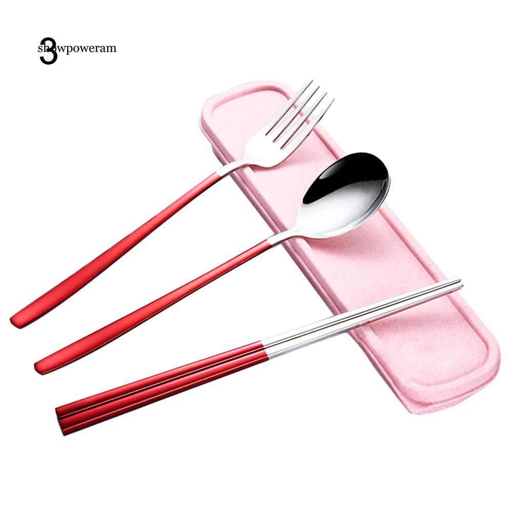 Set đũa muỗng và nĩa kèm hộp đựng inox tiện lợi du lịch dã ngoại