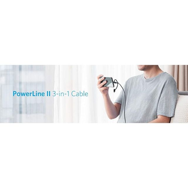 CÁP ANKER POWERLINE II 3 TRONG 1 – LIGHTNING - TYPE C - MICRO USB 90CM