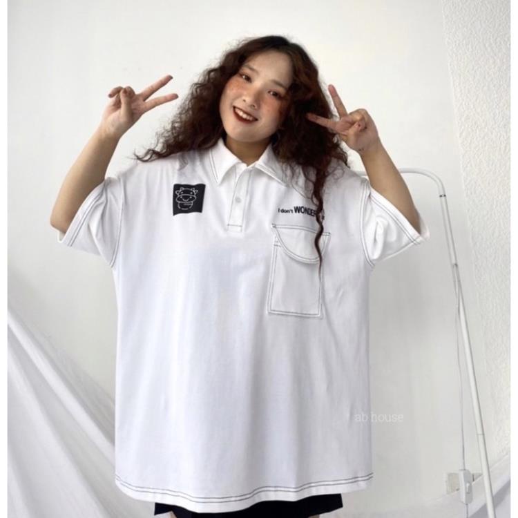 Áo BẦU Polo Unisex Chỉ Nổi Hot Hit From Rộng có size đến 80kg Chất Cotton mềm mát mịn