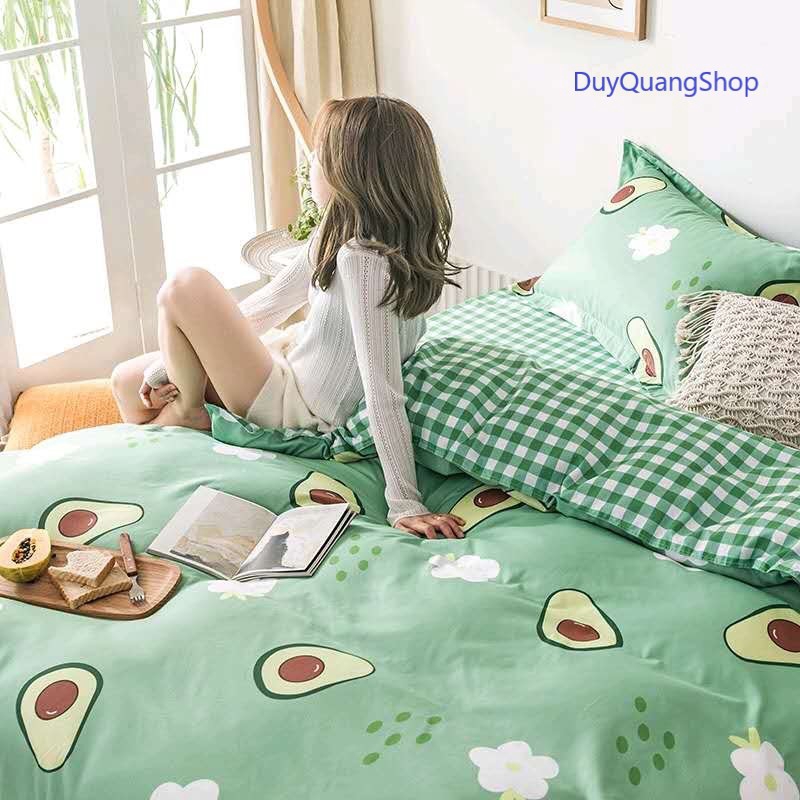 Bộ chăn ga gối cotton poly lidaco bơ xanh SP001151