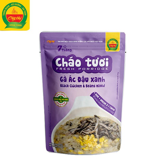 Combo 4 Gói Cháo Tươi Cây Thị: Gà Ác Đậu Xanh, Cá Lóc, Thịt Bò, Thịt Heo