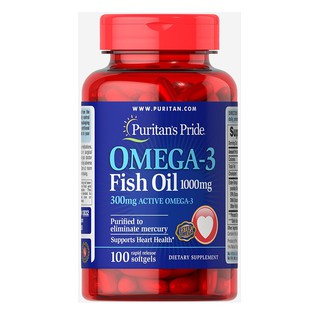 Dầu cá bổ sung EPA DHA bổ mắt, não, tim mạch, tăng cường hệ miễn dịch Puritan's Pride Omega 3 Fish Oil 1000mg