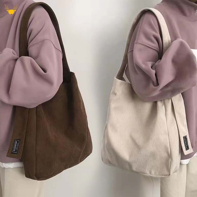 Túi Vải canvas Sợi to Phong Cách Cổ Điển Thời Trang Thu Đông 2021