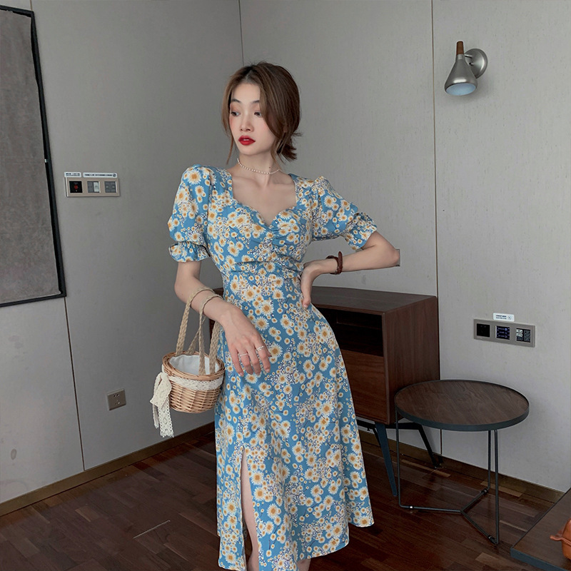 Đầm Sườn Xám Dài Tay In Họa Tiết Hoa Trang Nhã Dành Cho Nữ