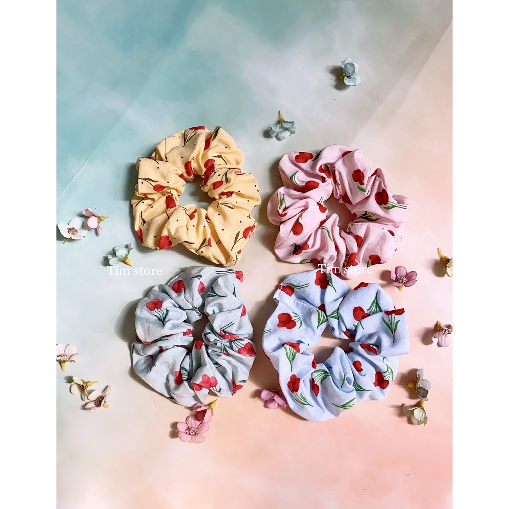 [4MOMS] {Ảnh thật} SCRUNCHIES HOA TULIP - PHIÊN BẢN LIMITED, CỘT TÓC VẢI GIÁ RẺ