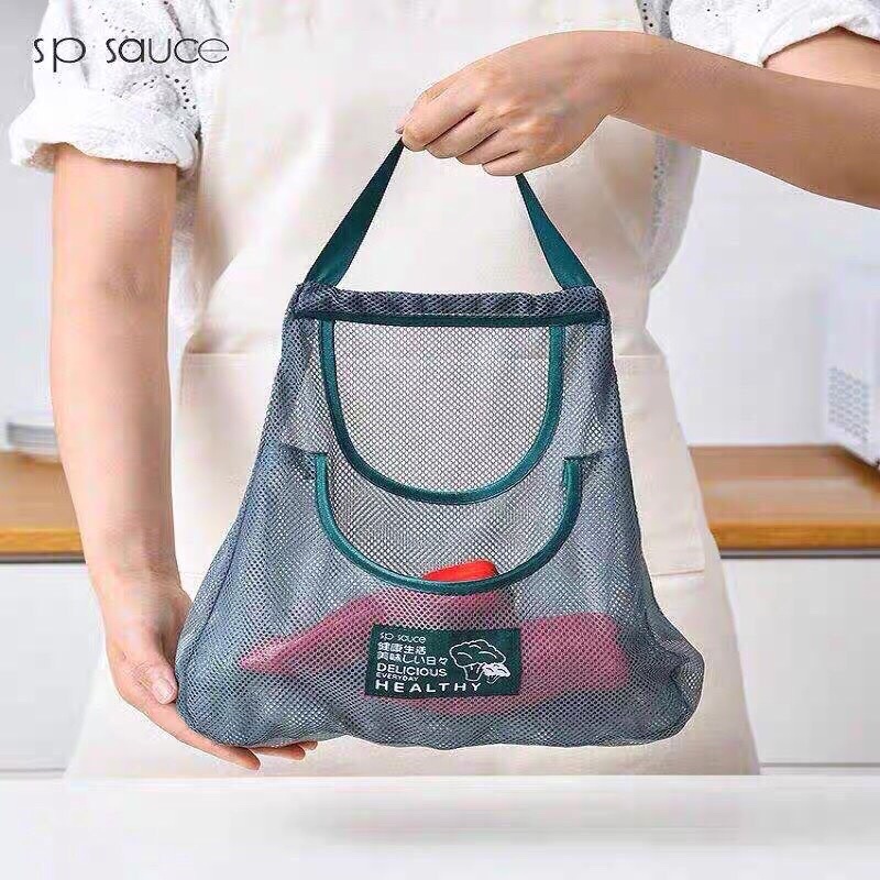 Túi đựng hành tỏi,2 ngăn đựng rau củ quả đồ khô treo tường chống ẩm mốc tiện lợi cho nhà bếp