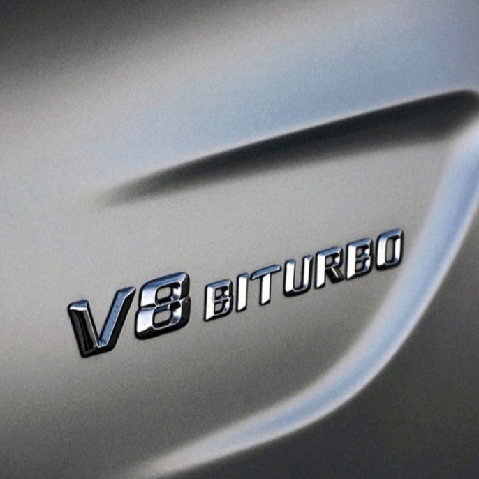 [GIÁ SỐC - HÀNG CHÍNH HÃNG] Decal tem chữ V8-Biturbo và V12-Biturbo dán hông xe Mercedes - Chất liệu nhựa ABS cao cấp đư