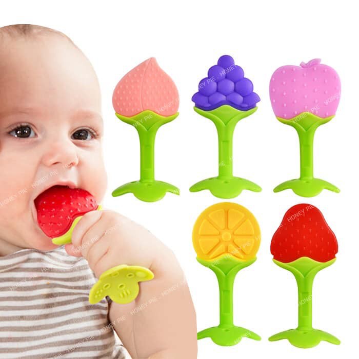 Đồ chơi ngậm mọc răng chất liệu silicon siêu mềm hình trái cây nhiều màu sắc cho bé