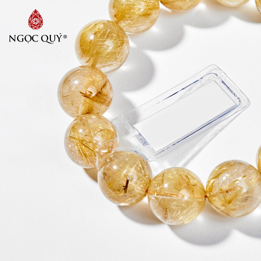 Ngọc Quý - Vòng tay phong thủy Nam màu Tóc Vàng 16mm mệnh kim, thổ - NQVT1084