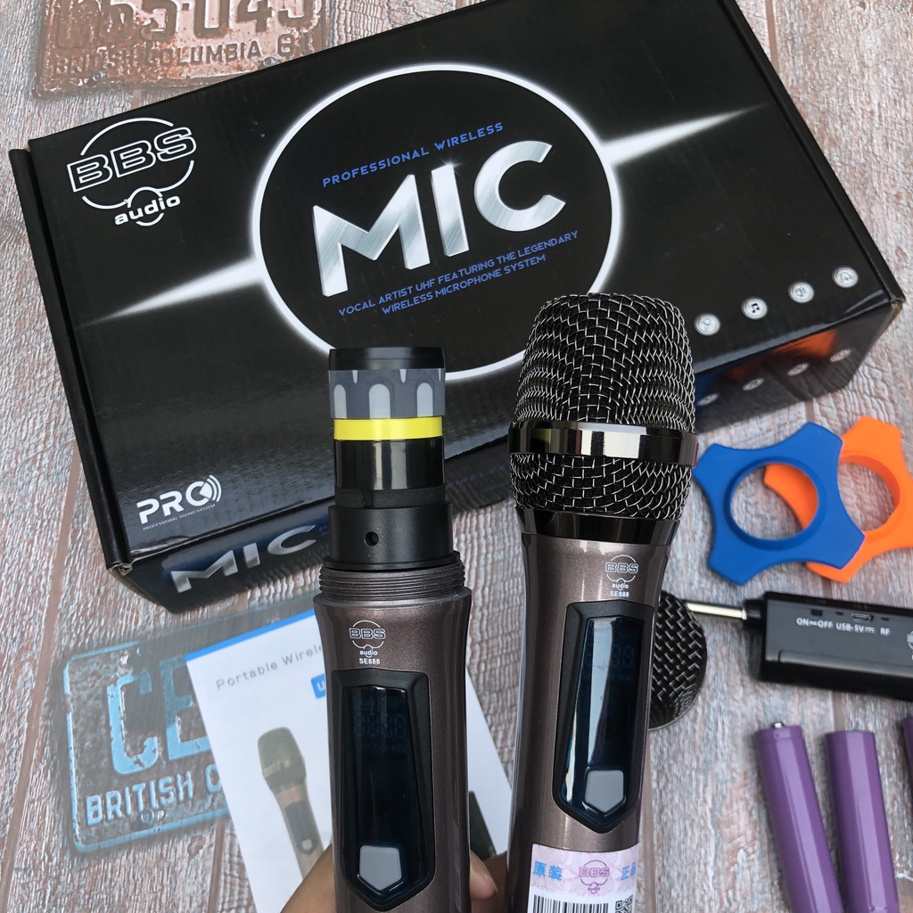 Micro Đa Năng Không Dây BBS SE888 Cao Cấp Chính Hãng Bộ 2 Mic Karaoke Hát Nhẹ Thu Âm Tôt Phù Hợp Mọi Loại Âm Ly, Loa Kéo