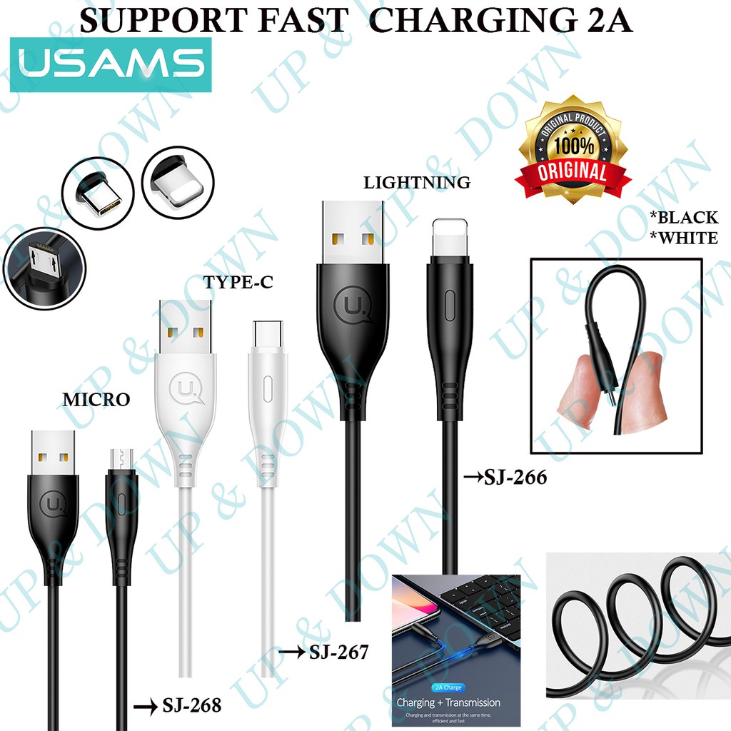 Dây Cáp Sạc Nhanh Đầu Tròn Micro Usb U18 2a Usams Sj268