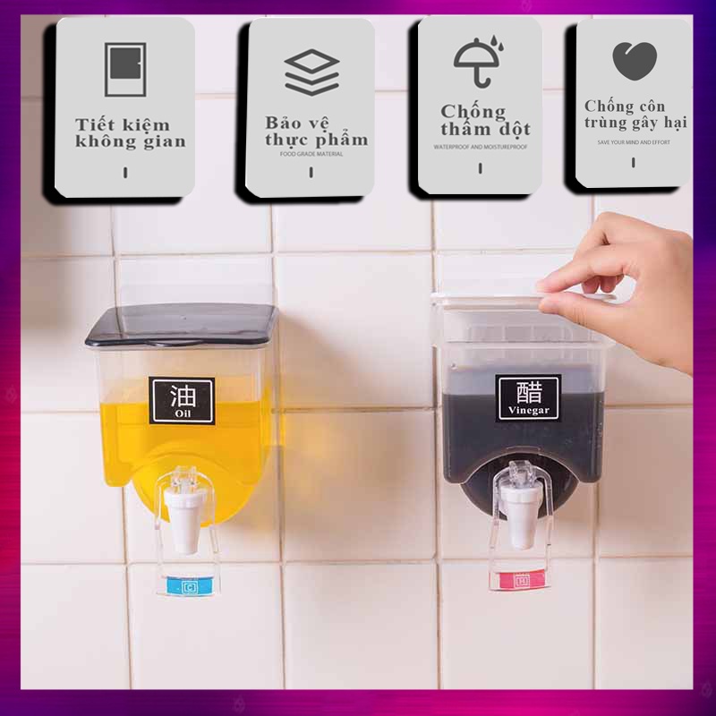 Hũ đựng gia vị gắn tường đa năng,Hộp  gia vị giá rẻ ,  hũ đựng gia vị ép nhựa,  tiện lợi gọn gàng  đựng dầu ăn