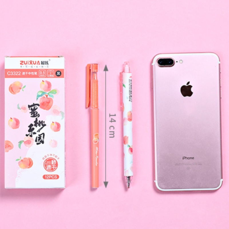 Office stationery peach paradise press quick drying gel pen student test  writing signature pen