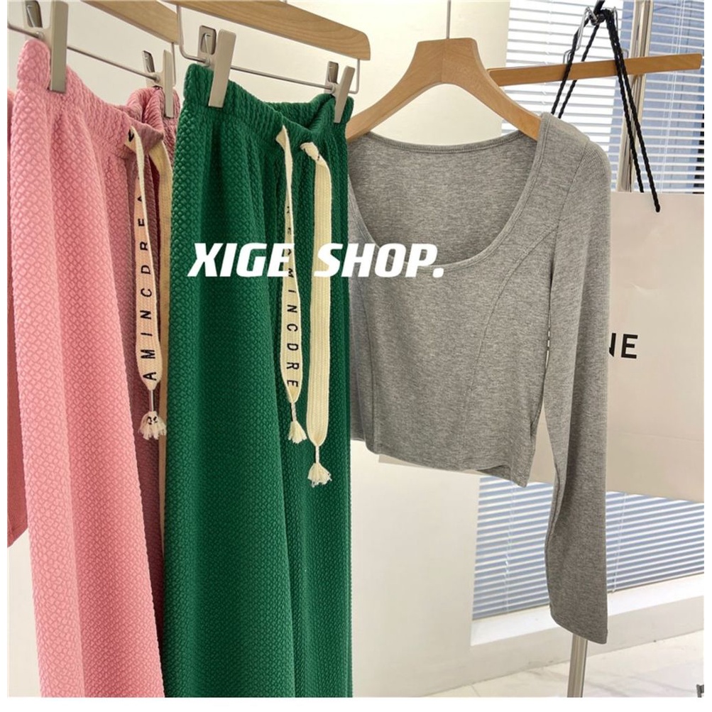 Quần Dài Lưng Cao Ống Rộng Phối Dây Rút In Chữ Thời Trang Xuân Hè Cho Nữ