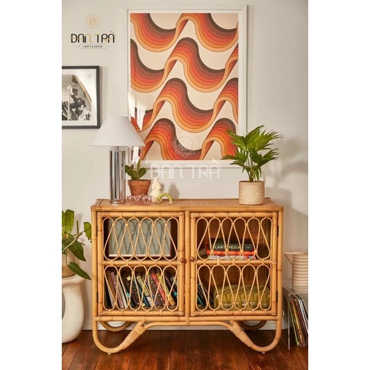 Tủ Mây Số 8 2 Tầng, Kệ Mây Vintage, Gác Măng Giê, Tủ Mây Tre Decor Đầu Giường, Tủ Mây Giá Rẻ, Nội Thất Mây Tre Đan Trà