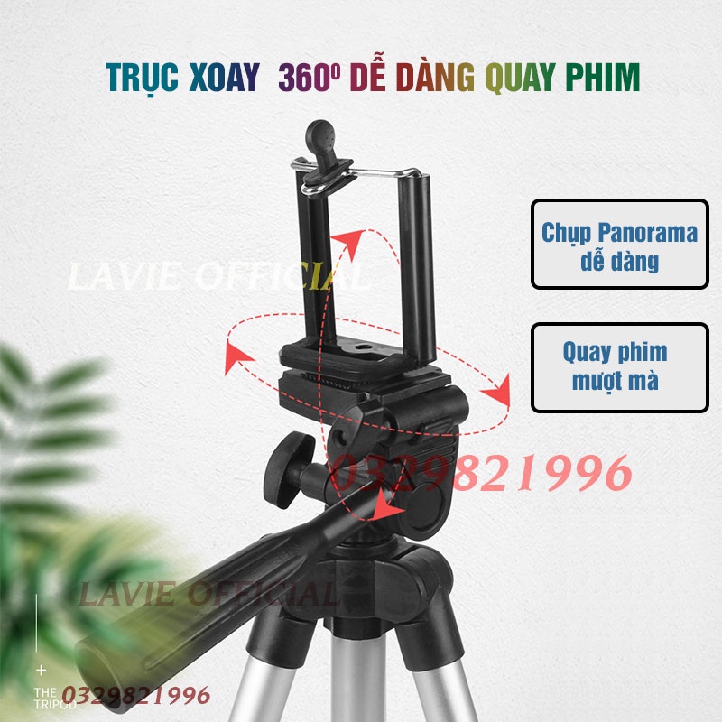 Tripod Điện Thoại Máy Ảnh, Giá đỡ Điện Thoại 3 Chân Để Chụp Hình, Livestream, Quay Phim Điều Chỉnh Xoay 360 Độ Cao 1m5