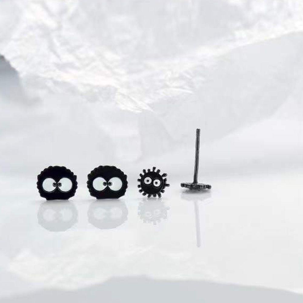 Bông Tai Hình Bùi Nhùi Mini Màu Đen Phong Cách Nhật Bản Dễ Thương Cho Nữ