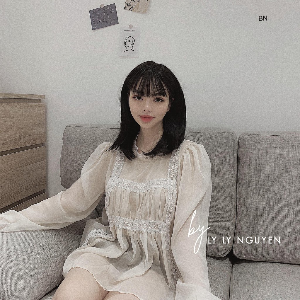 Áo kiểu nữ tơ ren dài tay