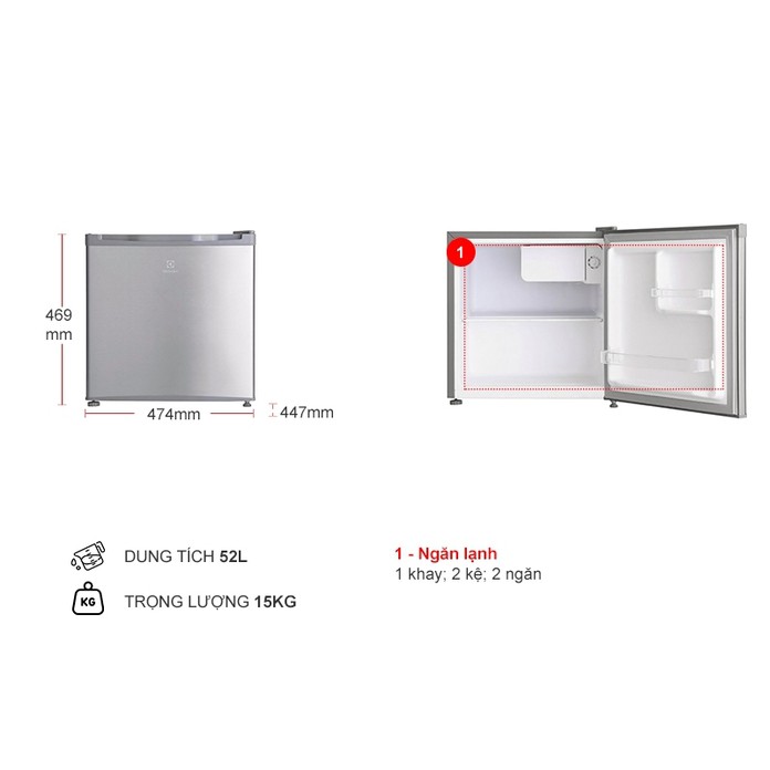 Tủ lạnh quầy bar Electrolux 46 lít EUM0500SB