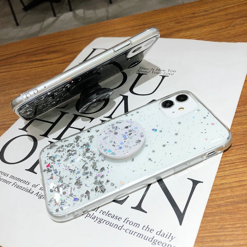 Ốp lưng Huawei Y9 Y9S Y7 Y6 P30 Nova 2i 3i 5T 7i Pro Prime Lite 2018 2019 Starry Sky Sequin Glitter Soft case Cover+Stand