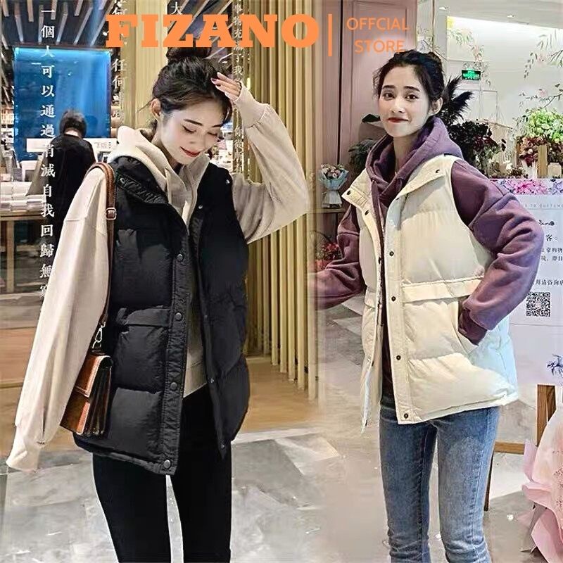 Áo phao nữ không tay đệm cotton dáng ngắn thời trang thu đông phong cách Hàn Quốc FIZANO