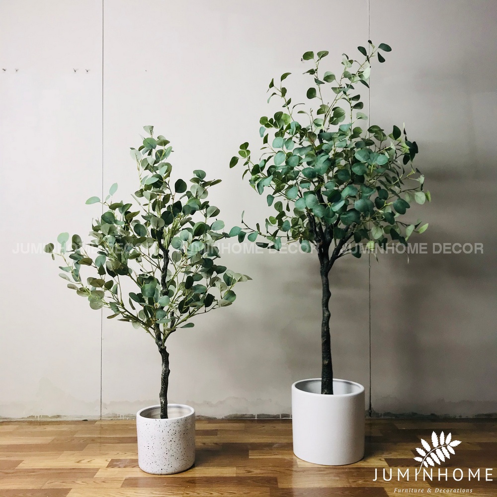 Cây giả, Cây bạch đàn giả, lá táo, lá bạc  - Cây giả decor trang trí nhà cửa nội thất phòng khách phòng ngủ
